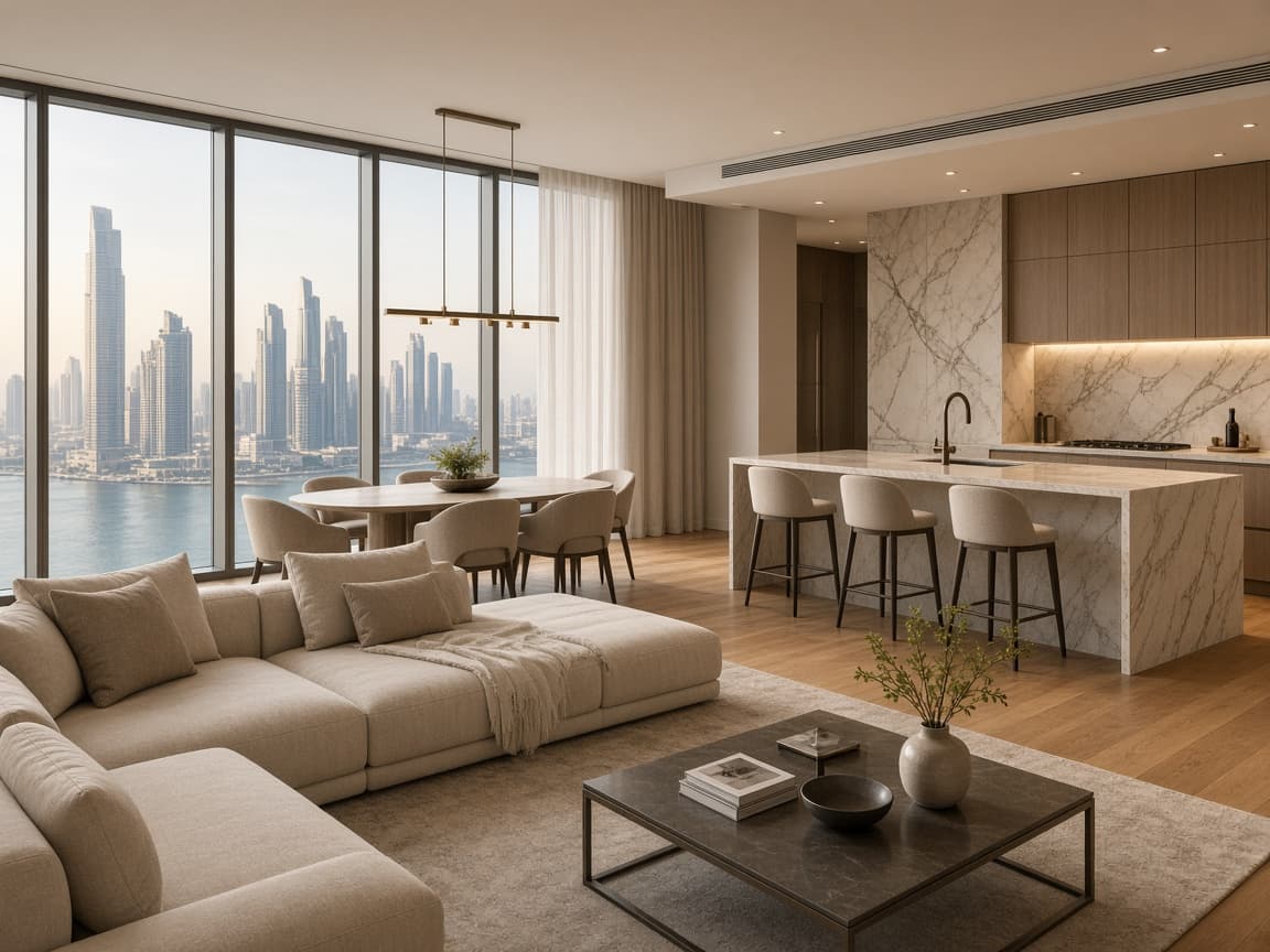 Refined apartment interior with city views on Al Maryah Island